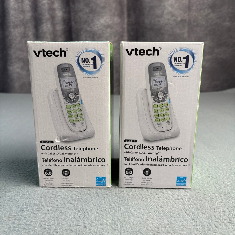 Vtech CS6114 DECT 6.0 Cordless Phone with Caller ID Backlit Keypad Set of 2 NIB